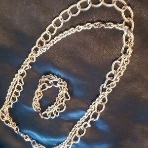 Vintage layered necklace with matching bracelets set